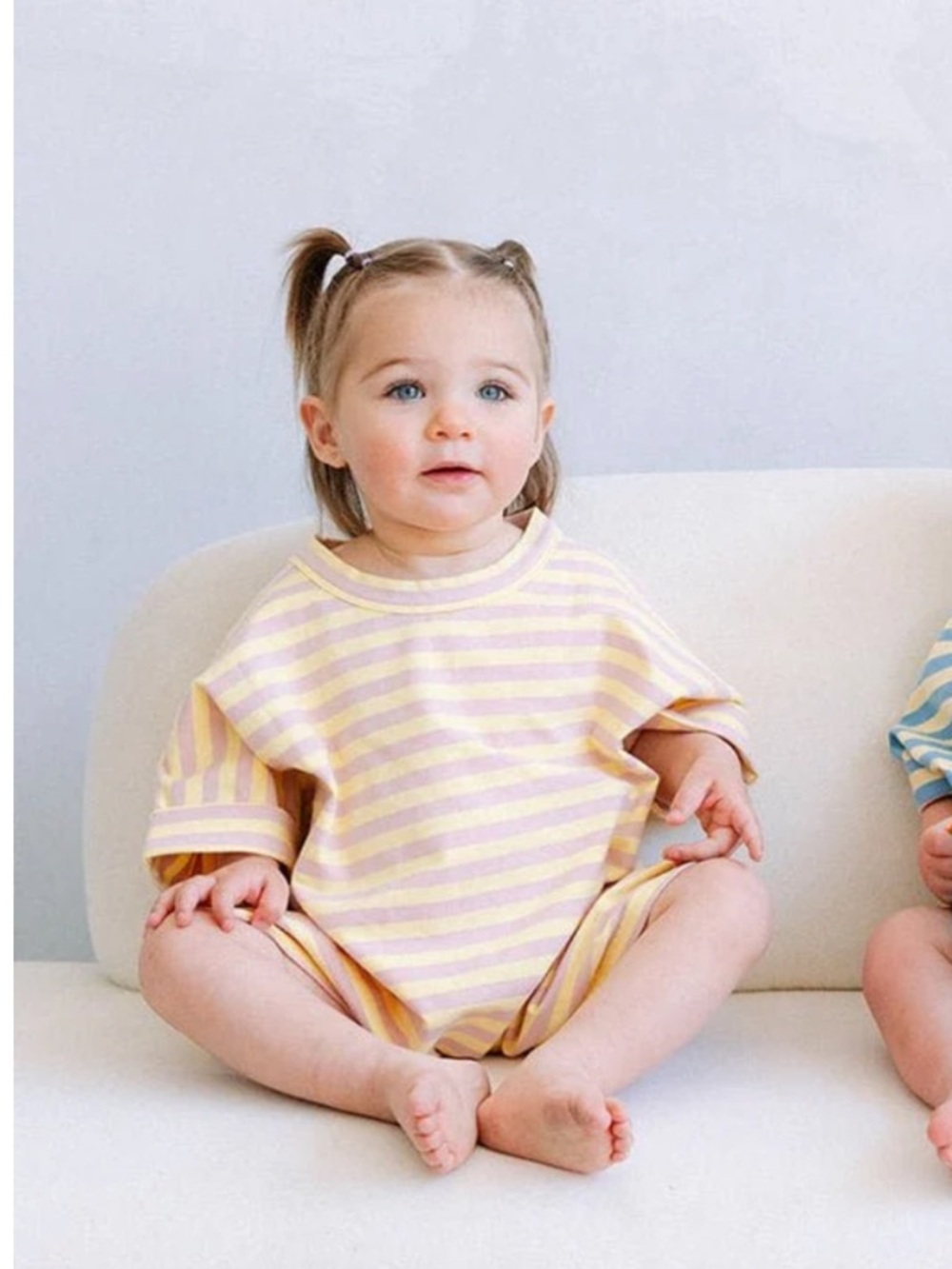 Striped Yellow & Pink Kids One-Piece Romper